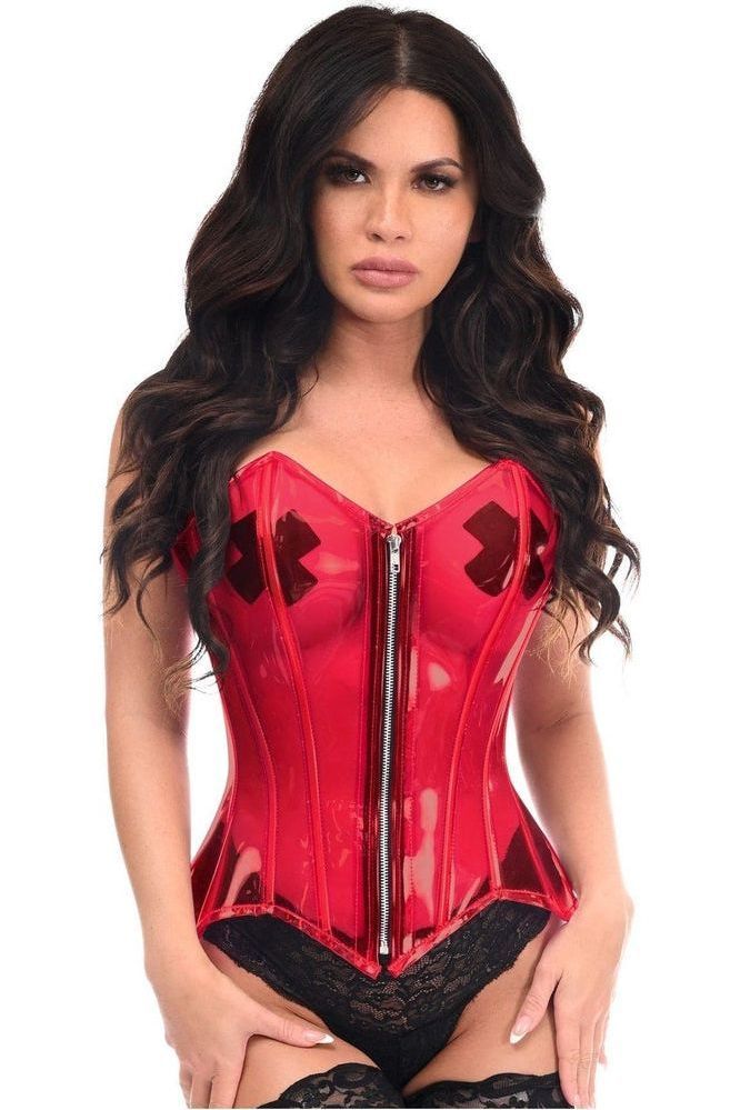 Lavish Clear Red Overbust Corset - Daisy Corsets