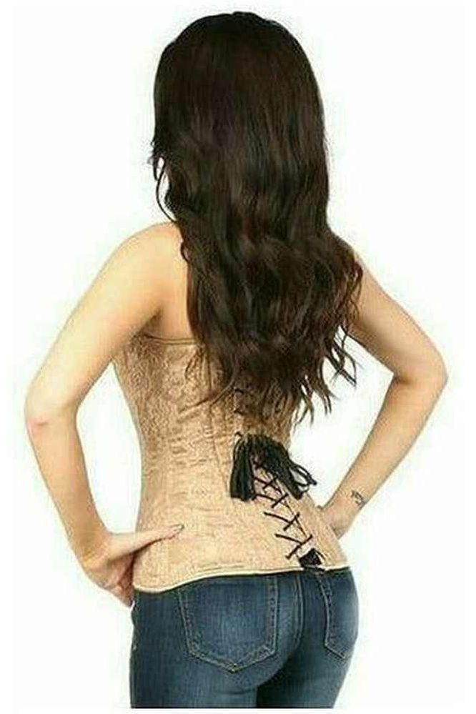 Lavish Dark Beige Lace Overbust Corset w/Zipper - Daisy Corsets