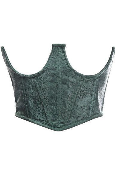 Lavish Dark Green Brocade Open Cup Waist Cincher - Daisy Corsets