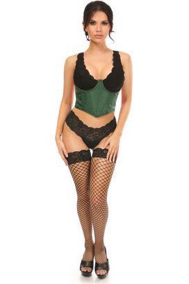 Lavish Dark Green Brocade Open Cup Waist Cincher - Daisy Corsets