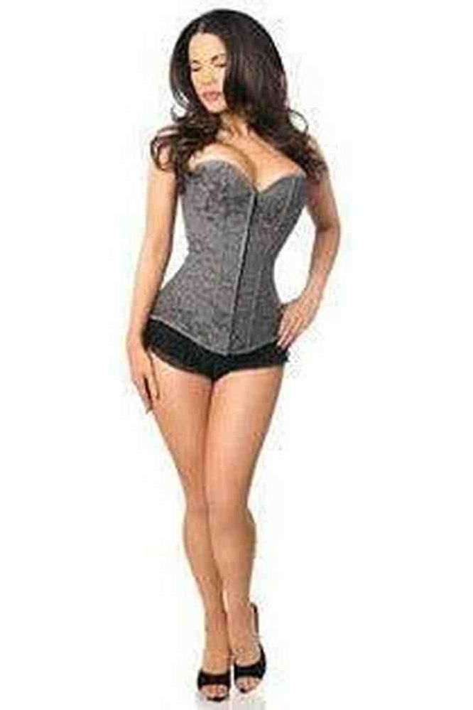 Lavish Dark Grey Lace Overbust Corset w/Zipper - Daisy Corsets
