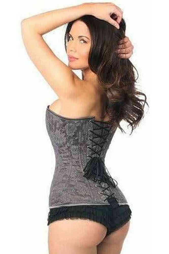 Lavish Dark Grey Lace Overbust Corset w/Zipper - Daisy Corsets