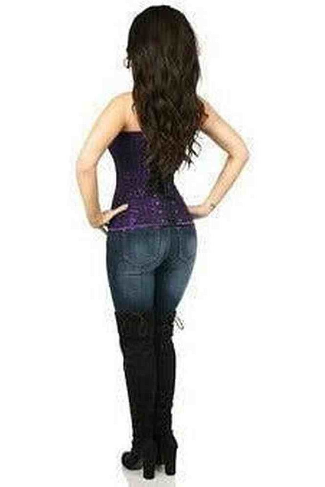 Lavish Dark Purple Lace Overbust Corset w/Zipper - Daisy Corsets