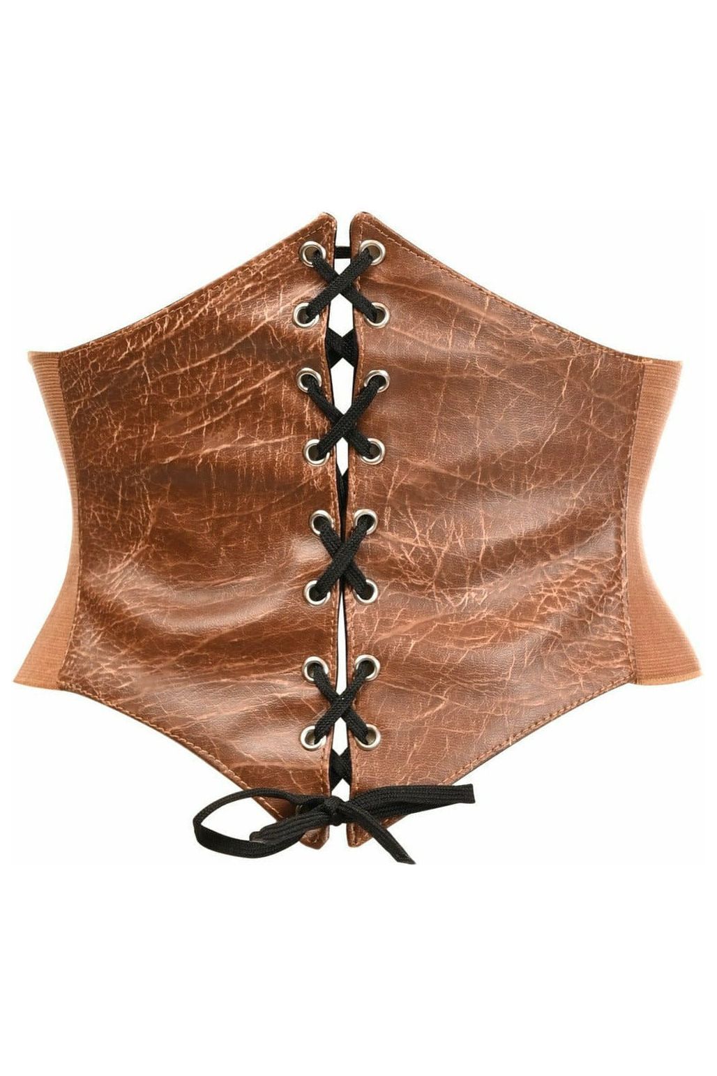 Lavish Distressed Brown Faux Leather Corset Belt - Daisy Corsets