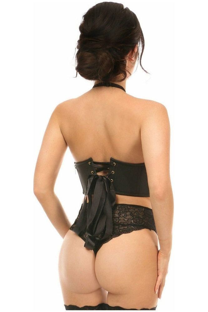 Lavish Faux Leather Halter Bustier w/Spikes - Daisy Corsets