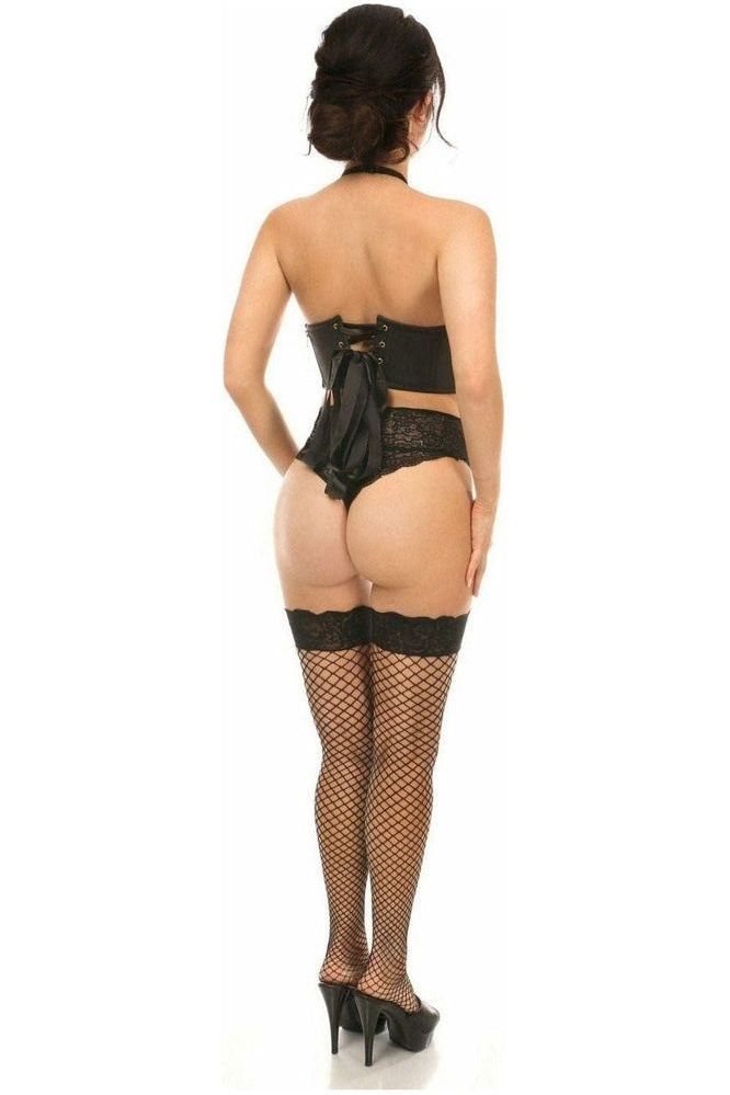 Lavish Faux Leather Halter Bustier w/Spikes - Daisy Corsets