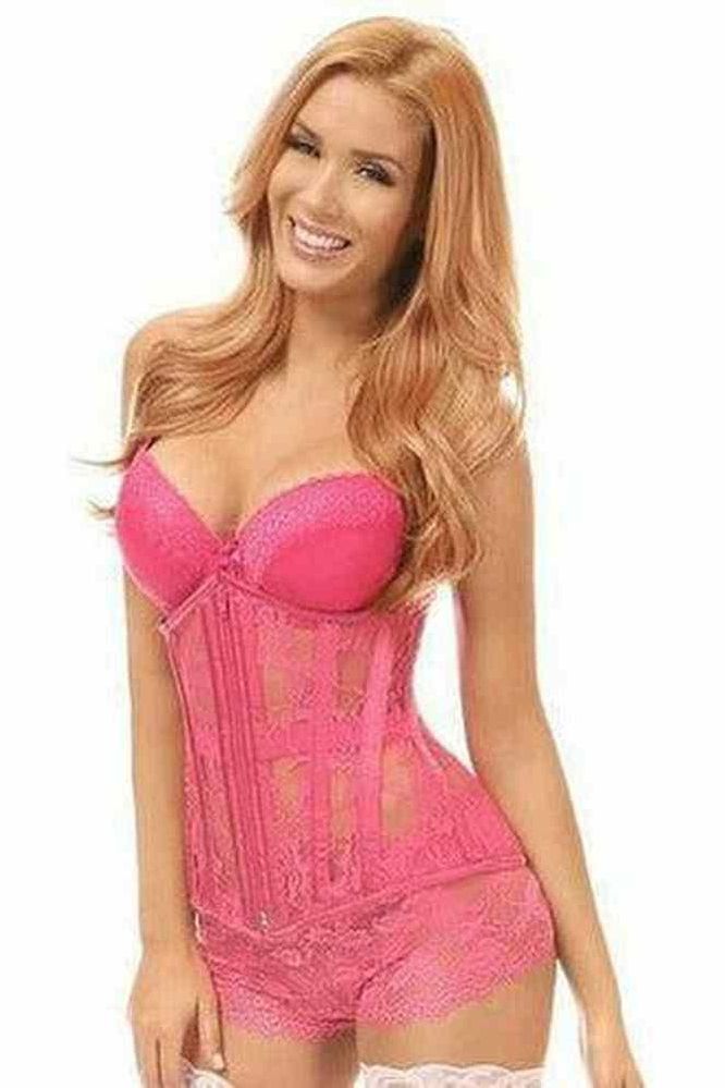 Lavish Fuchsia Sheer Lace Under Bust Corset - Daisy Corsets