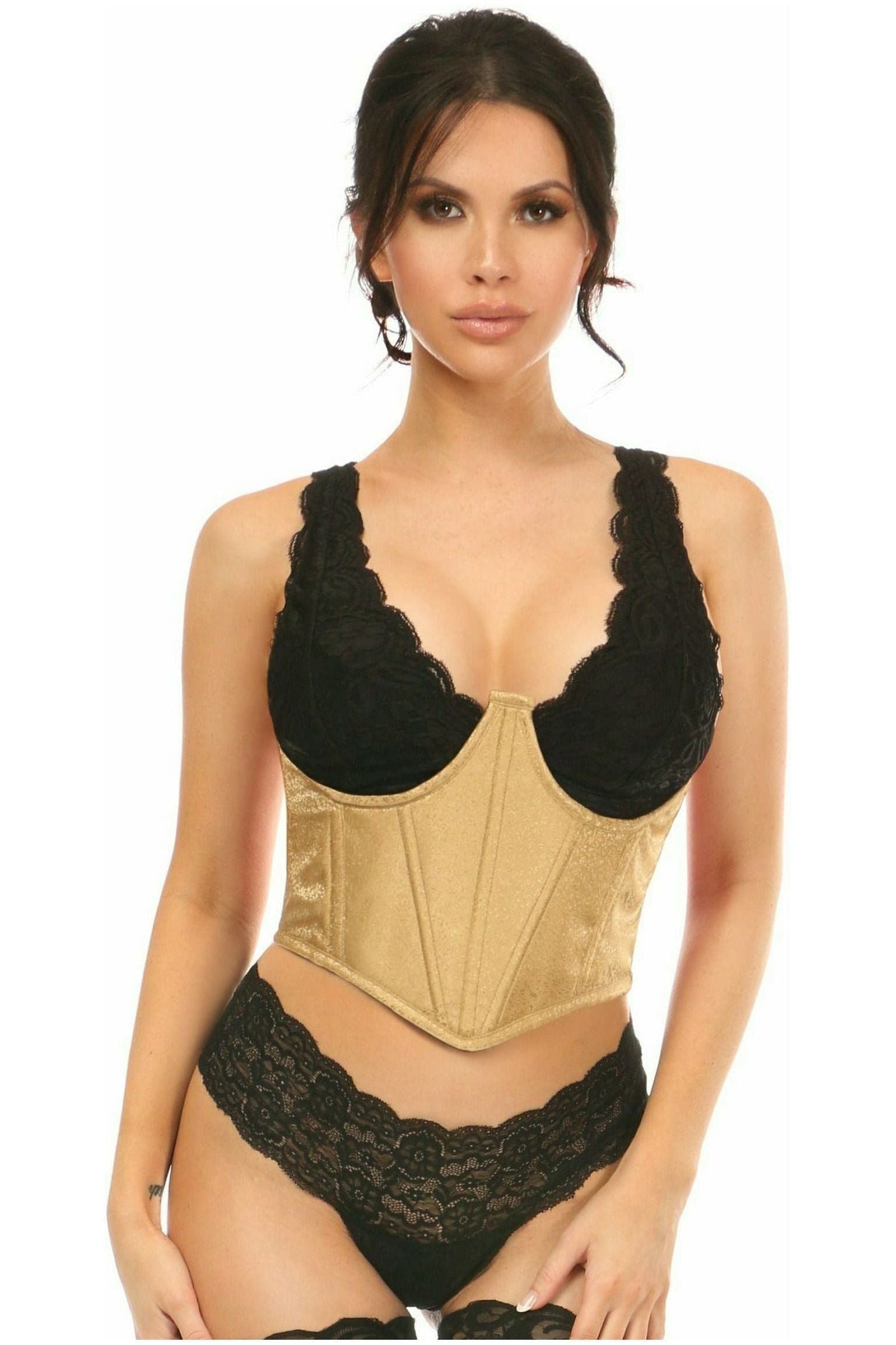 Lavish Gold Brocade Open Cup Waist Cincher - Daisy Corsets