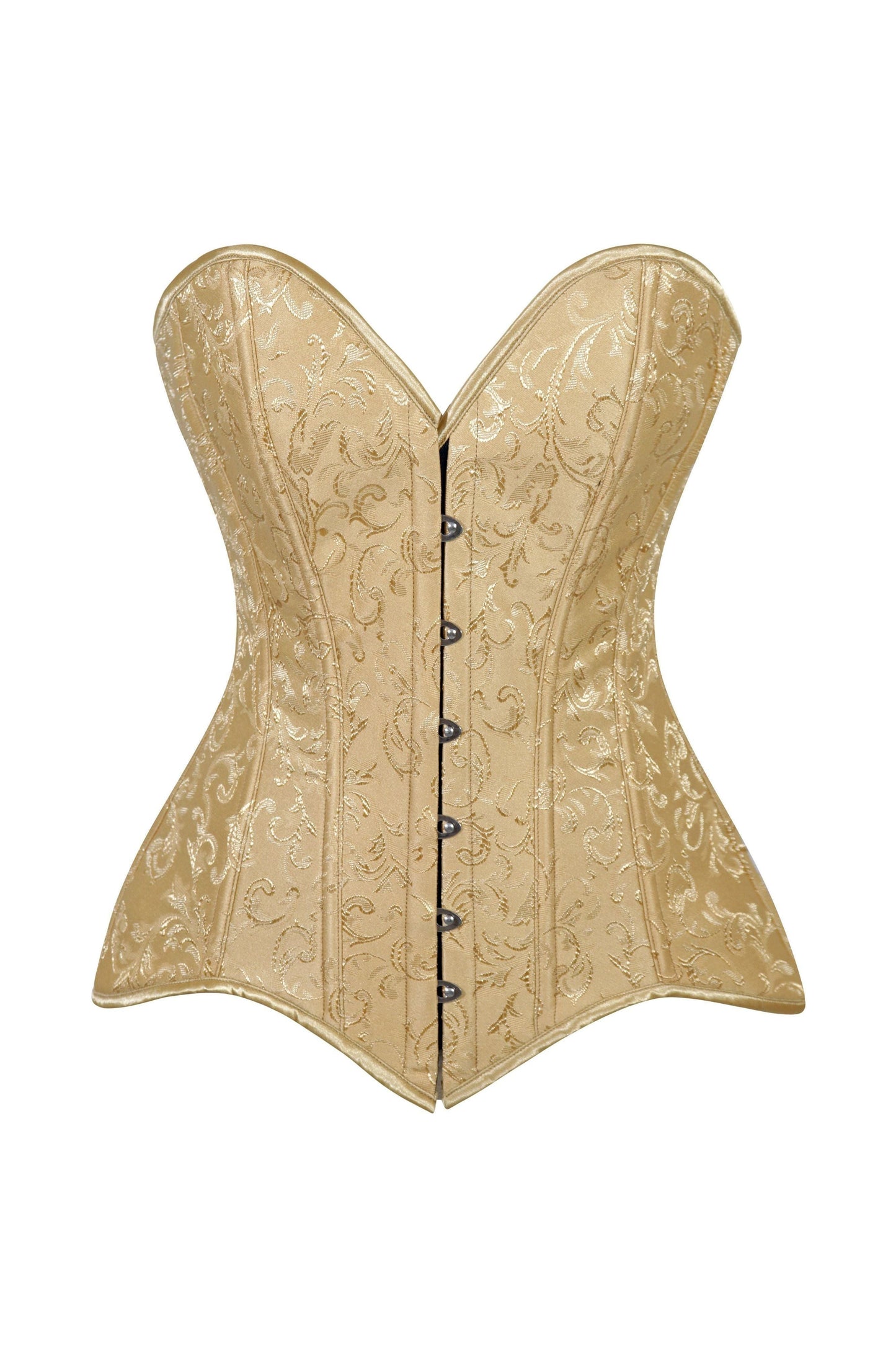 Lavish Gold Brocade Overbust Corset W/Busk Closure - Daisy Corsets