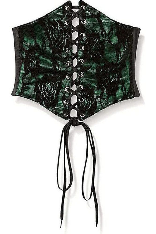 Lavish Green w/Black Lace Overlay Corset Belt Cincher - Daisy Corsets