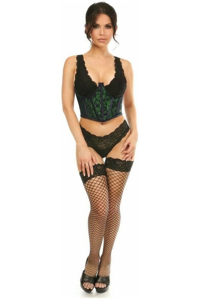 Lavish Green w/Black Lace Overlay Open Cup Waist Cincher - Daisy Corsets