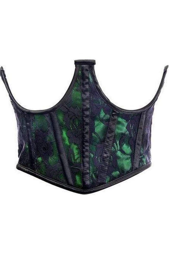 Lavish Green w/Black Lace Overlay Open Cup Waist Cincher - Daisy Corsets
