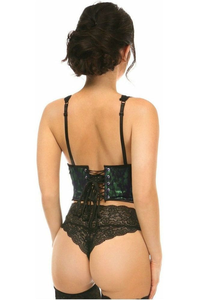 Lavish Green w/Black Lace Overlay Open Cup Waist Cincher - Daisy Corsets