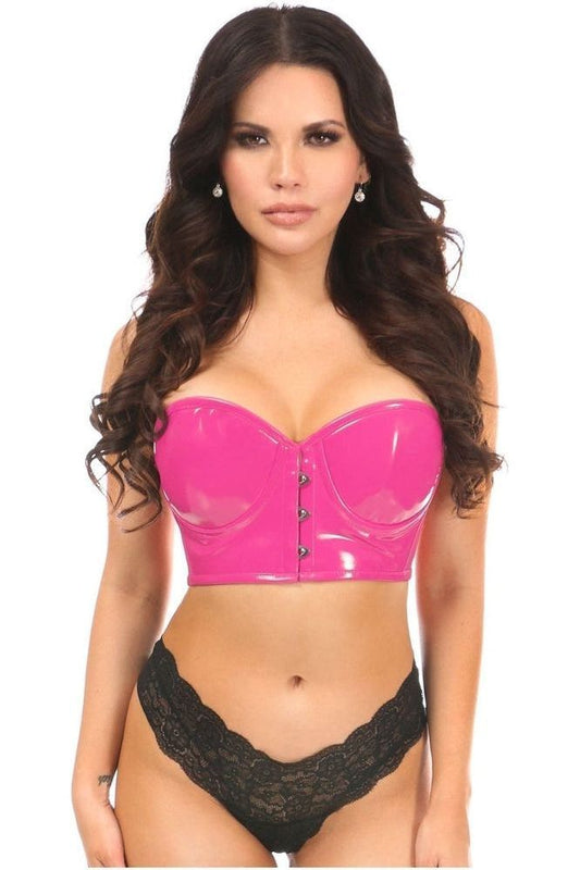 Lavish Hot Pink Patent PVC Underwire Short Bustier - Daisy Corsets