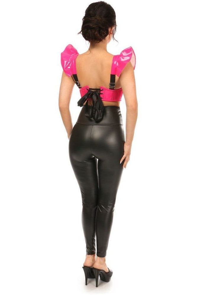 Lavish Hot Pink Patent Underwire Bustier Top w/Removable Ruffle Sleeves - Daisy Corsets