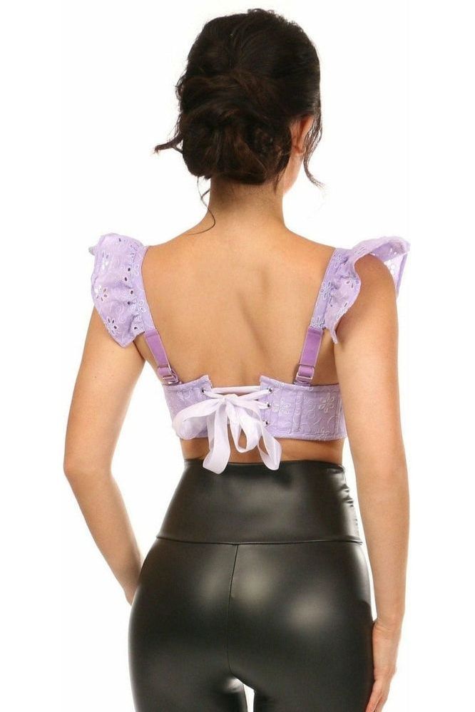 Lavish Lavender Eyelet Underwire Bustier Top w/Removable Ruffle Sleeves - Daisy Corsets