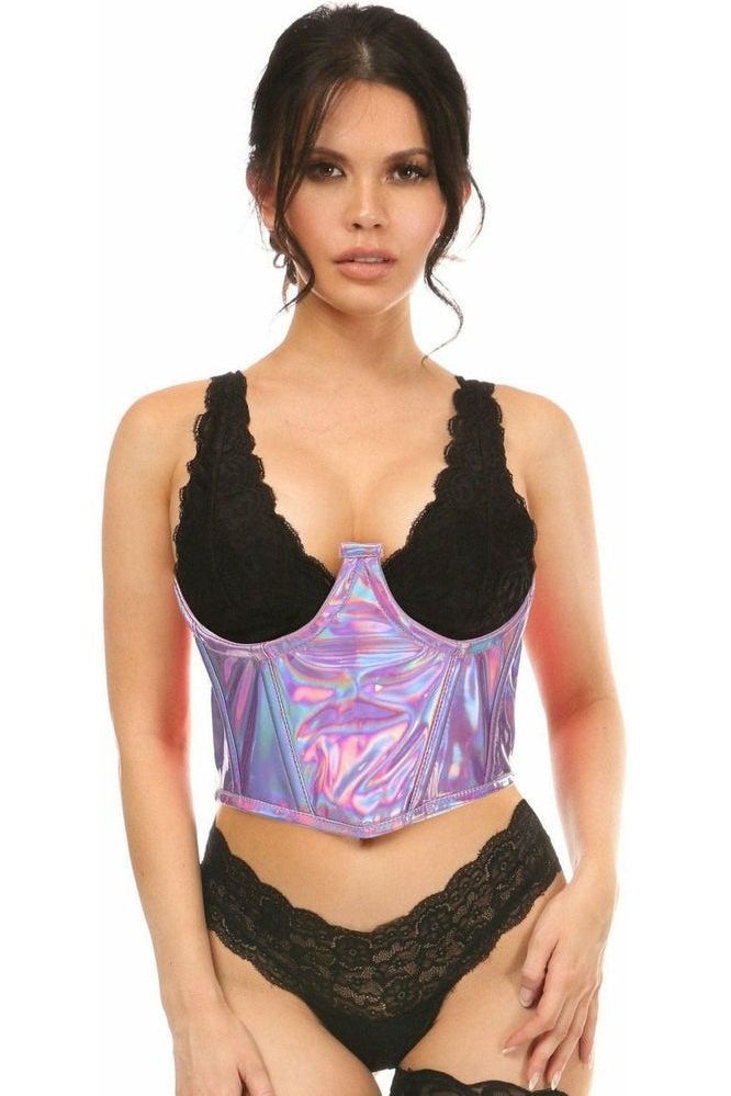 Lavish Lavender Holo Open Cup Underwire Waist Cincher - Daisy Corsets