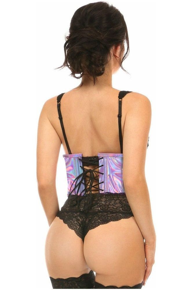 Lavish Lavender Holo Open Cup Underwire Waist Cincher - Daisy Corsets