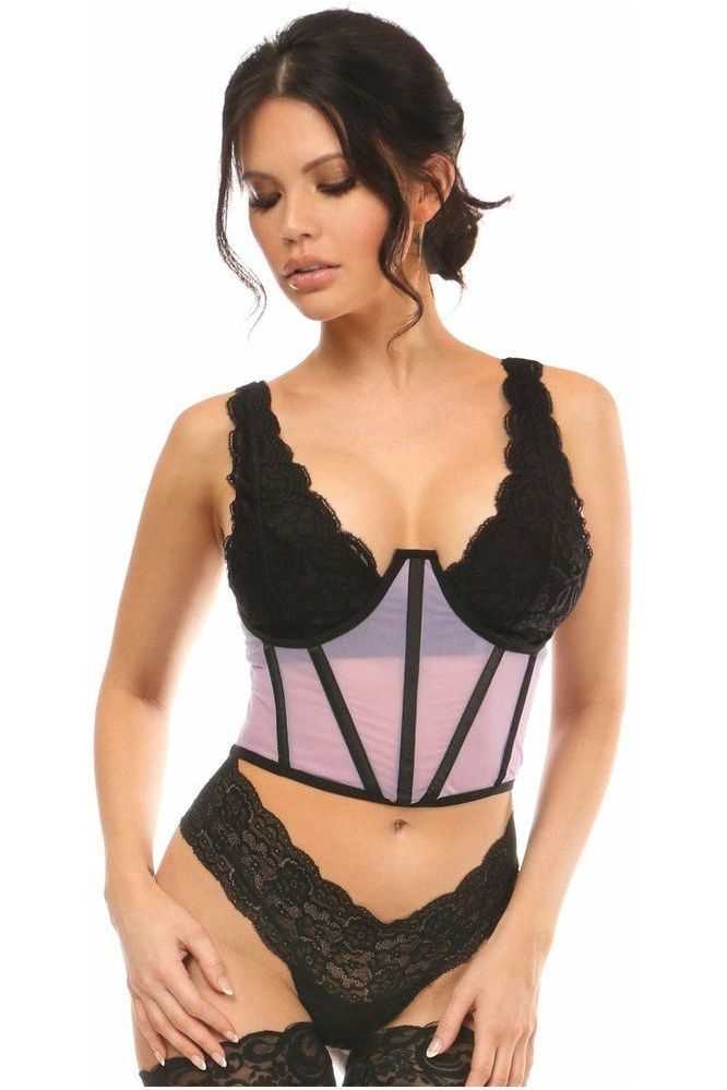 Lavish Lavender Mesh Open Cup Waist Cincher - Daisy Corsets