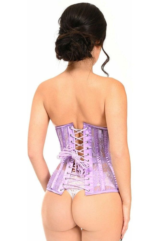 Lavish Lavender Sheer Lace Underwire Open Cup Underbust Corset - Daisy Corsets
