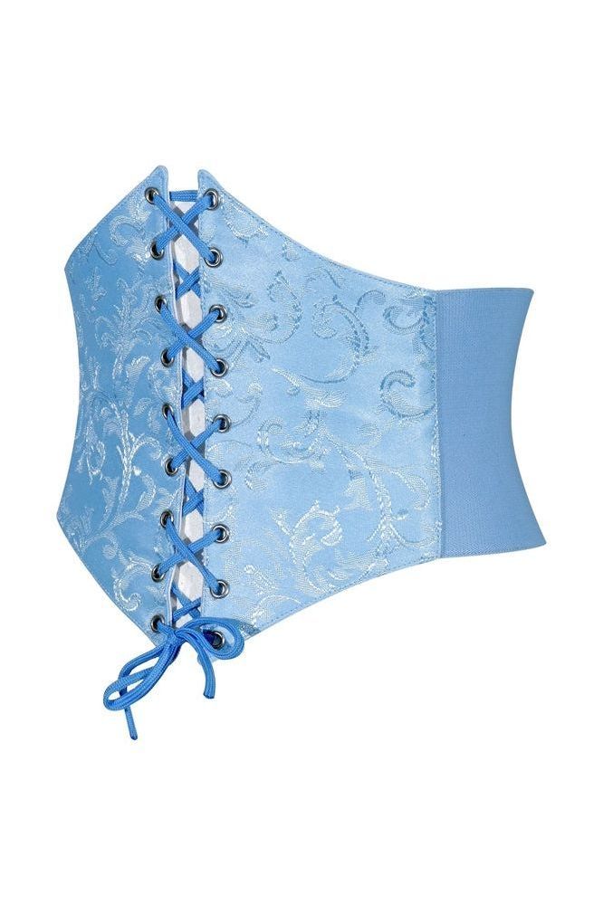 Lavish Lt Blue Brocade Corset Belt Cincher - Daisy Corsets