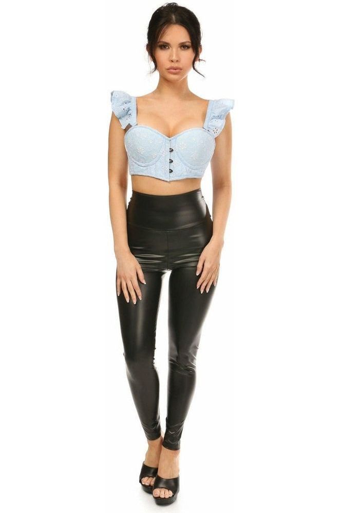 Lavish Lt Blue Eyelet Underwire Bustier Top w/Removable Ruffle Sleeves - Daisy Corsets