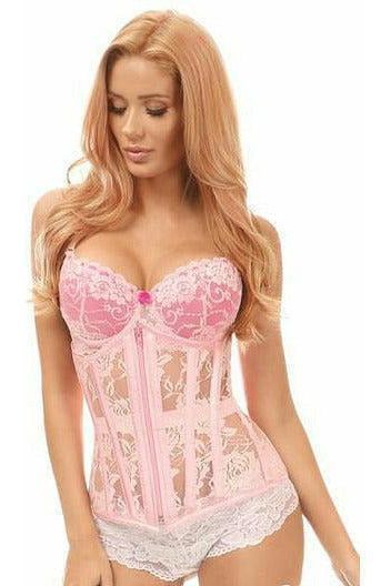 Lavish Lt Pink Sheer Lace Under Bust Corset - Daisy Corsets