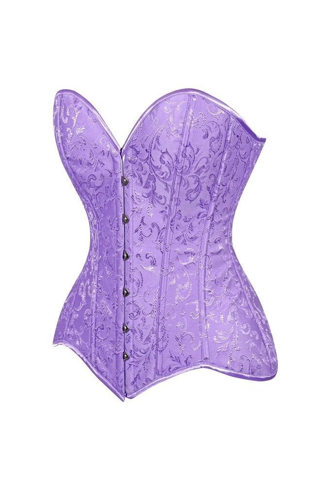 Lavish Lt Purple Brocade Overbust Corset W/Busk Closure - Daisy Corsets