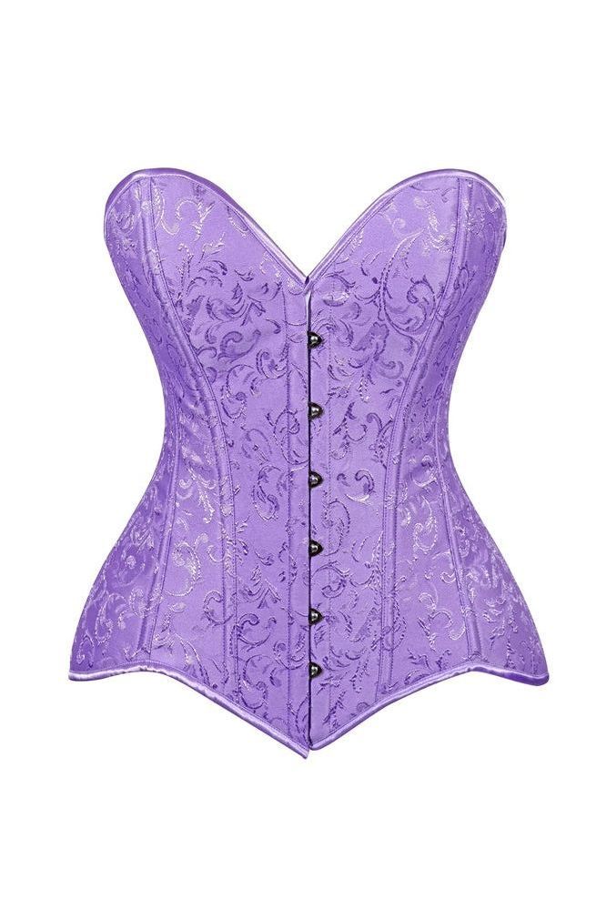 Lavish Lt Purple Brocade Overbust Corset W/Busk Closure - Daisy Corsets