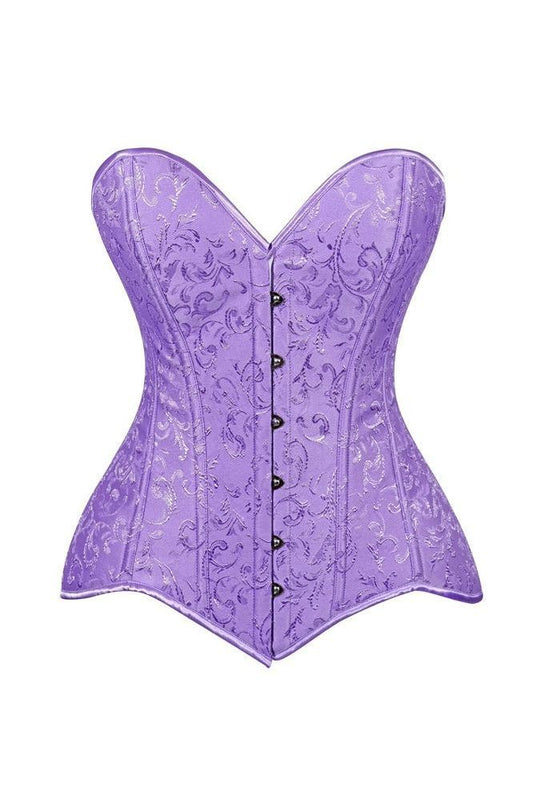 Lavish Lt Purple Brocade Overbust Corset W/Busk Closure - Daisy Corsets
