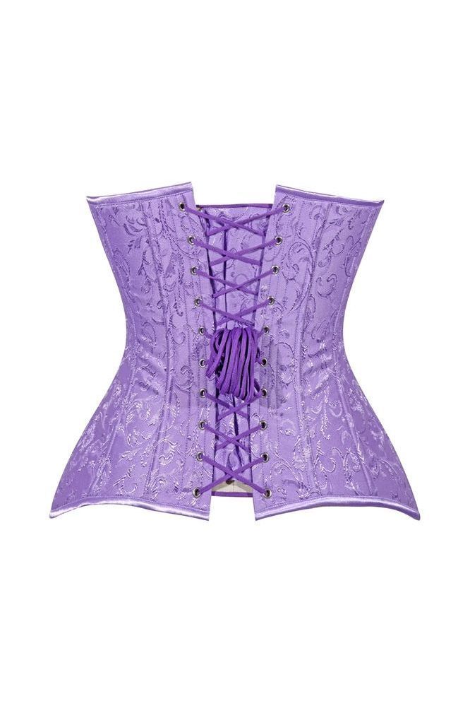 Lavish Lt Purple Brocade Overbust Corset W/Busk Closure - Daisy Corsets