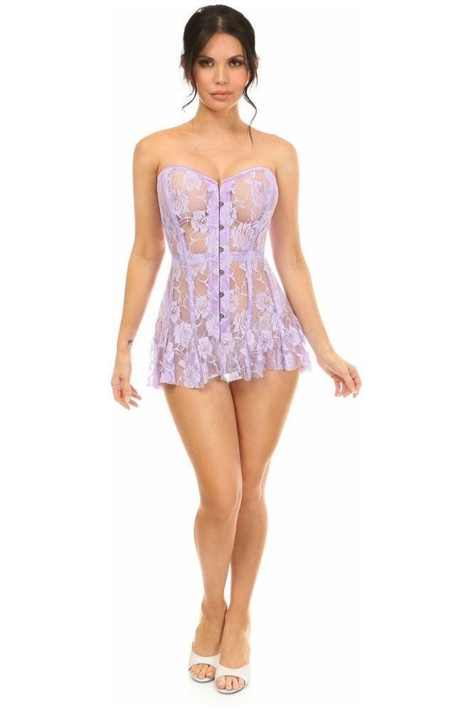 Lavish Lt Purple Sheer Lace Corset Dress - Daisy Corsets