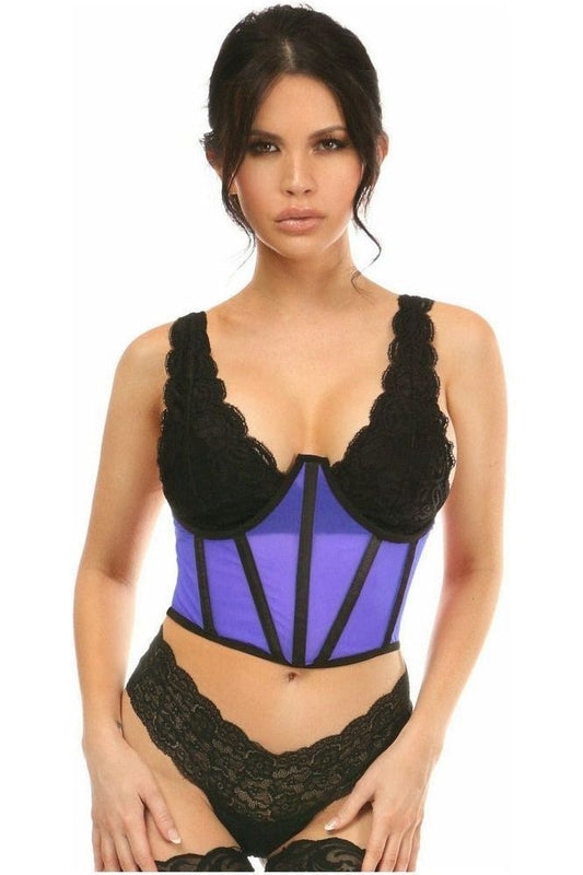 Lavish Neon Blue Mesh Open Cup Waist Cincher - Daisy Corsets