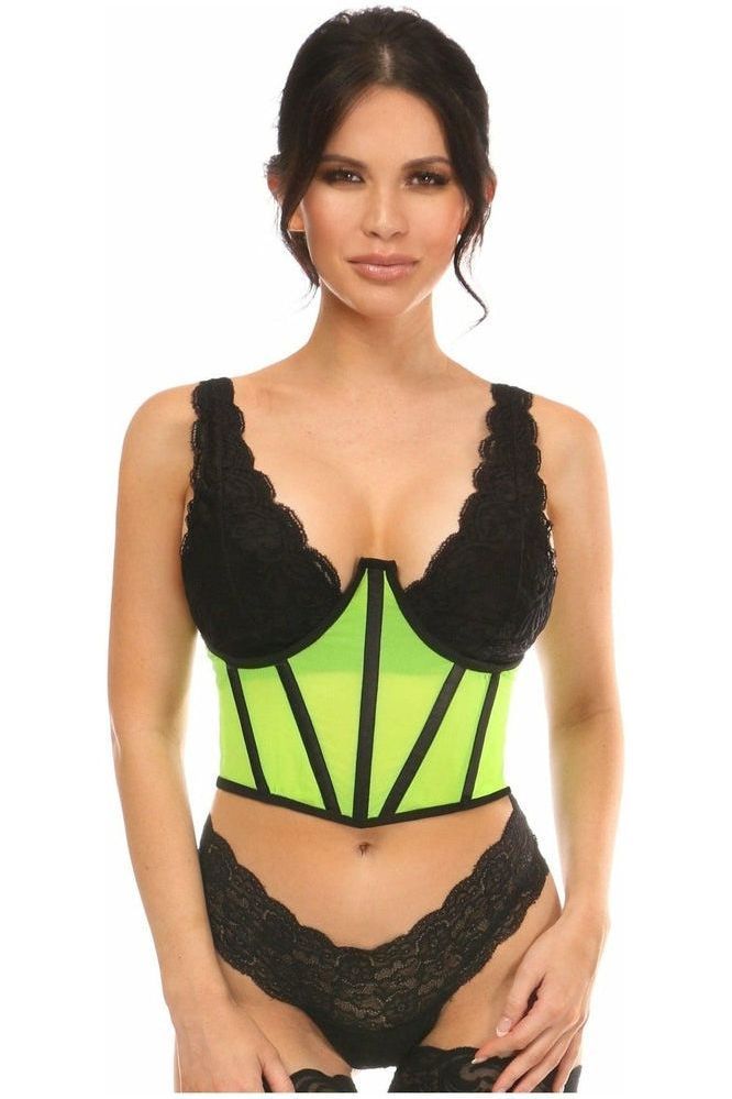 Lavish Neon Green Mesh Open Cup Waist Cincher - Daisy Corsets
