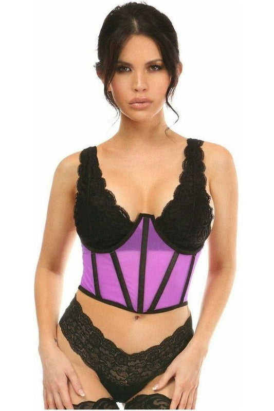 Lavish Neon Purple Mesh Open Cup Waist Cincher - Daisy Corsets