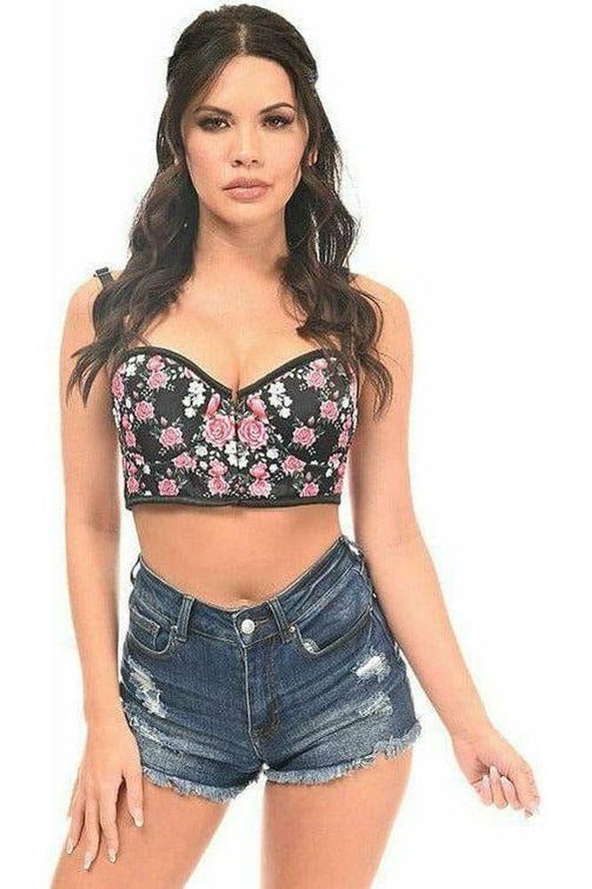 Lavish Pink Floral Underwire Short Bustier - Daisy Corsets
