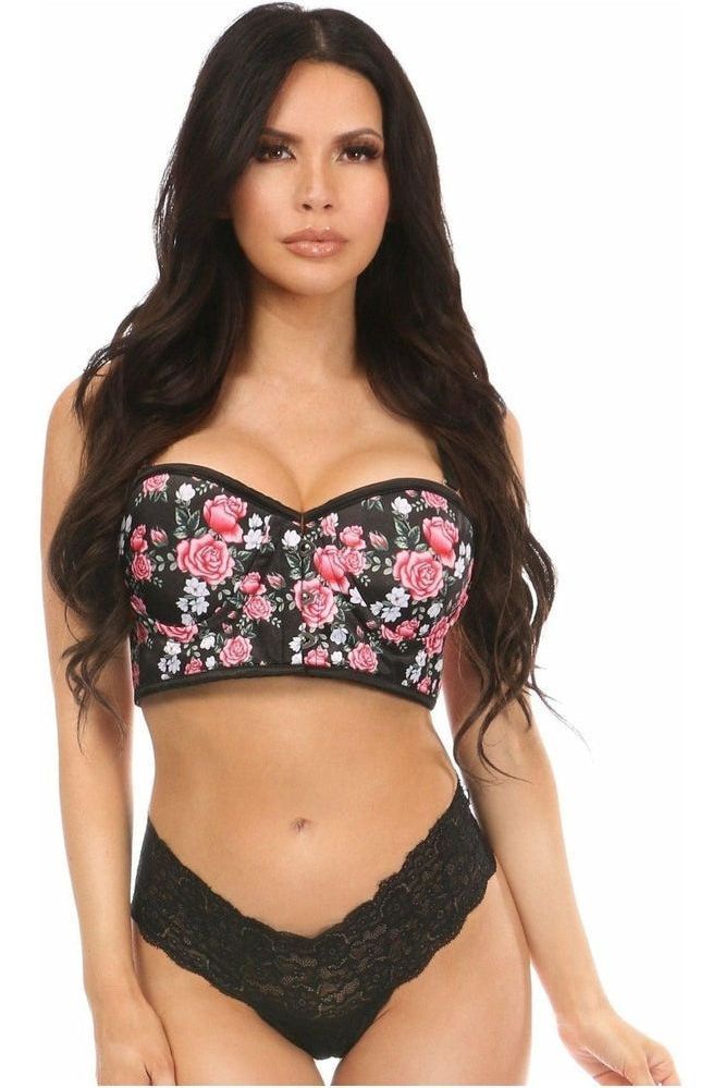 Lavish Pink Floral Underwire Short Bustier - Daisy Corsets