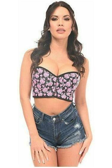 Lavish Pink Floral Underwire Short Bustier - Daisy Corsets