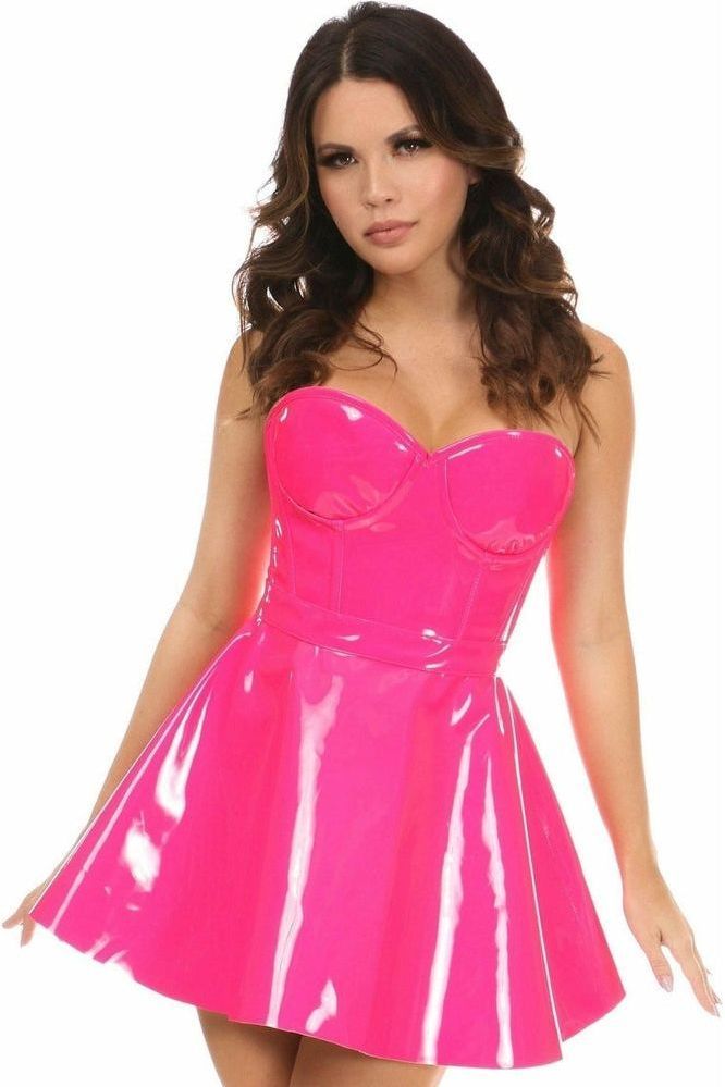 Lavish Pink Patent PVC Underwire Bustier - Daisy Corsets