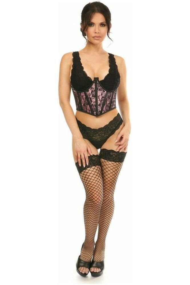 Lavish Pink w/Black Lace Overlay Open Cup Waist Cincher - Daisy Corsets