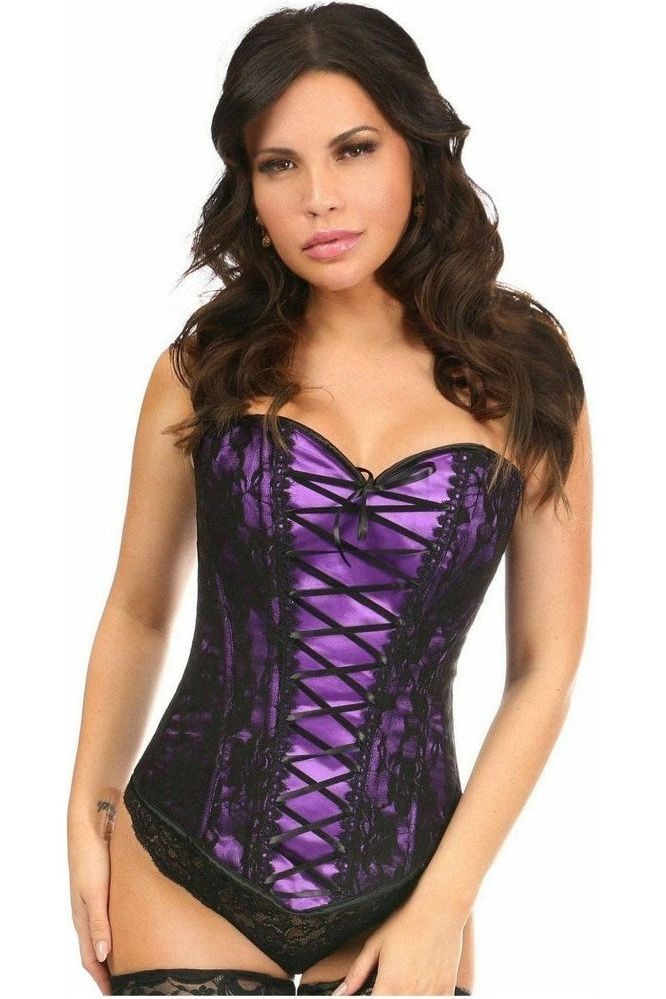 Lavish Purple Lace - Up Over Bust Corset w/Black Lace - Daisy Corsets