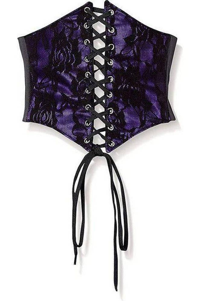 Lavish Purple w/Black Lace Overlay Corset Belt Cincher - Daisy Corsets