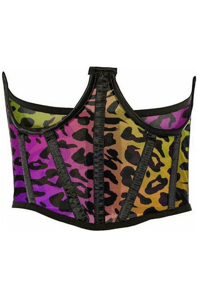 Lavish Rainbow Animal Print Mesh Open Cup Waist Cincher - Daisy Corsets