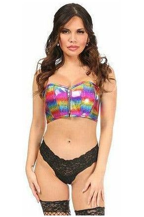 Lavish Rainbow Glitter Short Bustier Top - Daisy Corsets