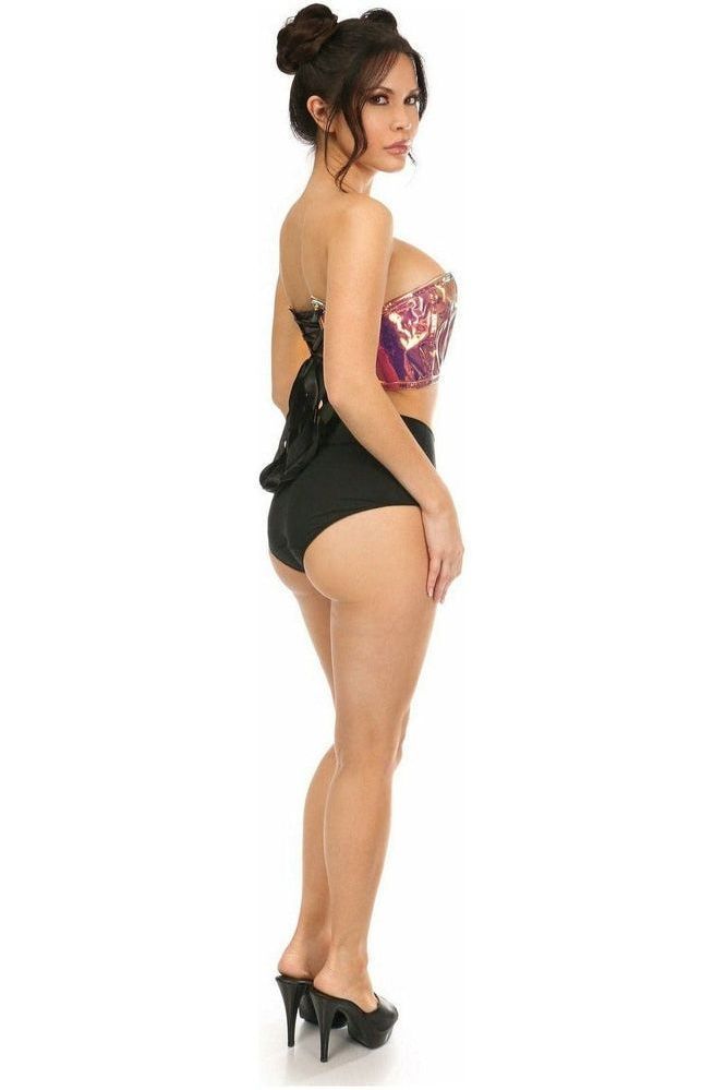 Lavish Rainbow Gold Holo Lace - Up Bustier Top - Daisy Corsets