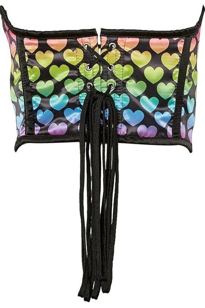 Lavish Rainbow Hearts Satin Underwire Waist Cincher Corset - Daisy Corsets