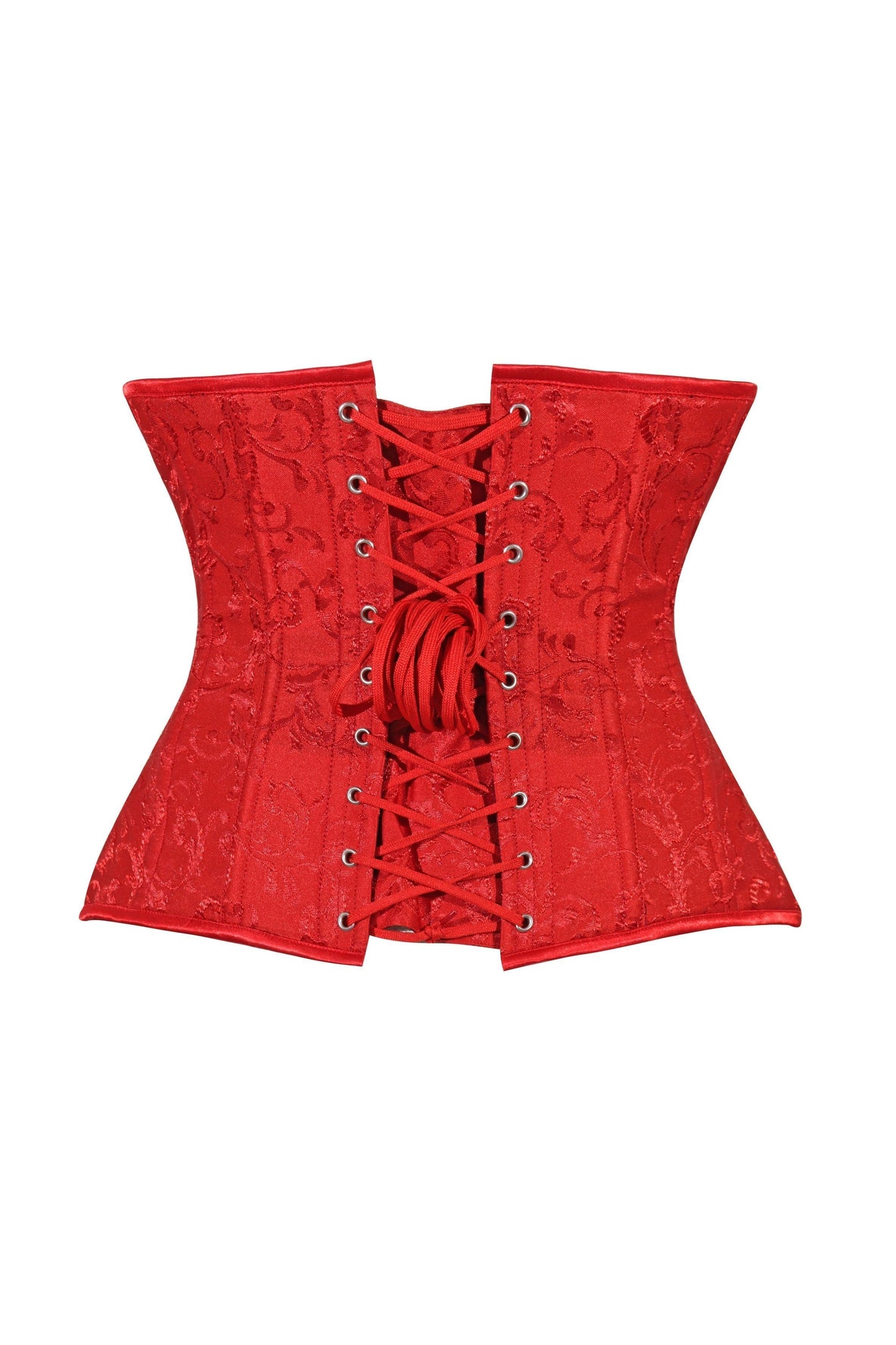 Lavish Red Brocade Waist Cincher Under Bust Corset w/Front Busk Closure - Daisy Corsets