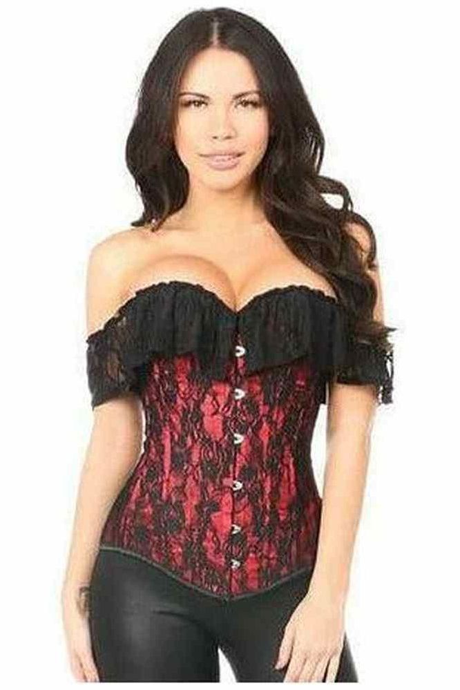 Lavish Red Lace Off - The - Shoulder Corset - Daisy Corsets