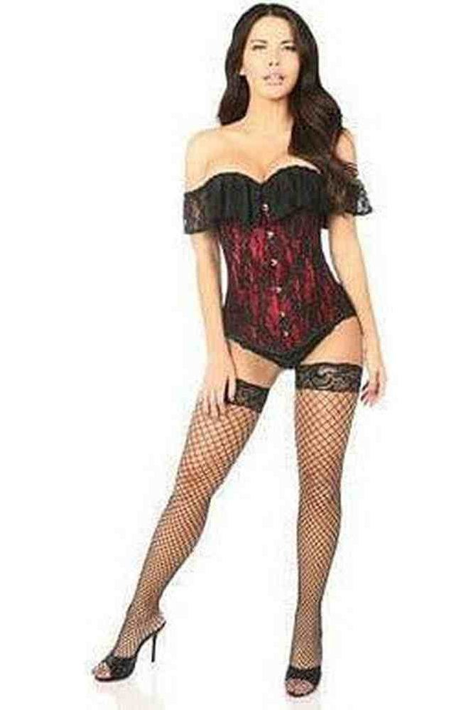 Lavish Red Lace Off - The - Shoulder Corset - Daisy Corsets
