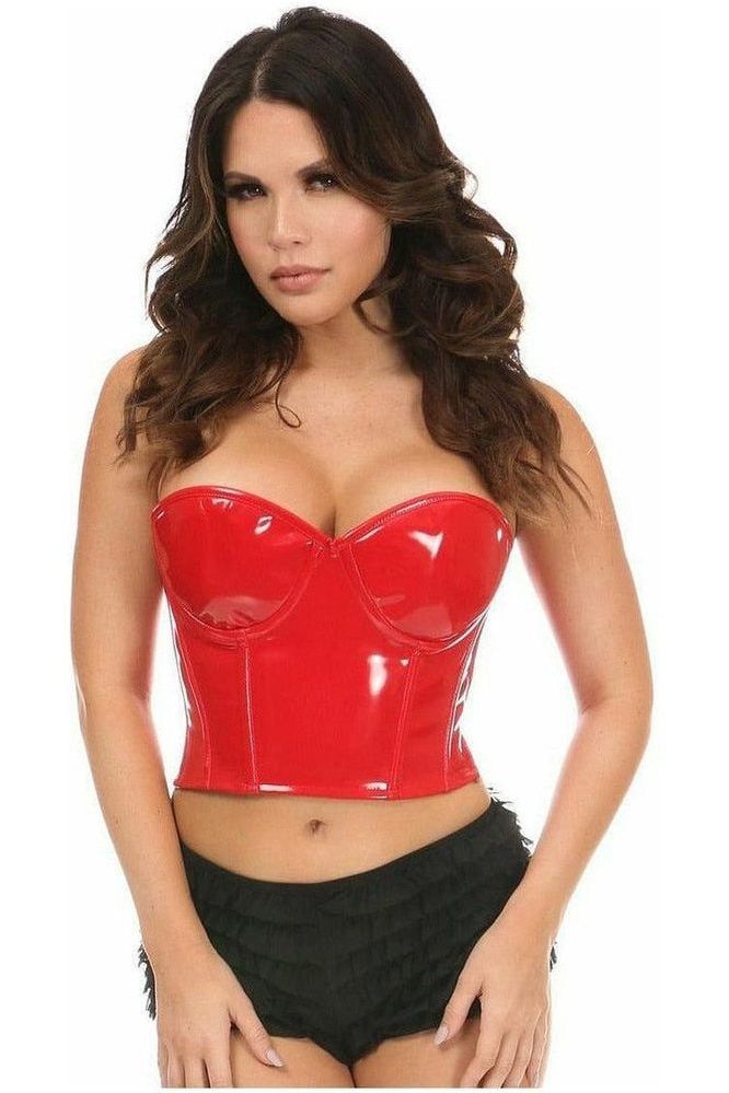Lavish Red Patent PVC Underwire Bustier - Daisy Corsets